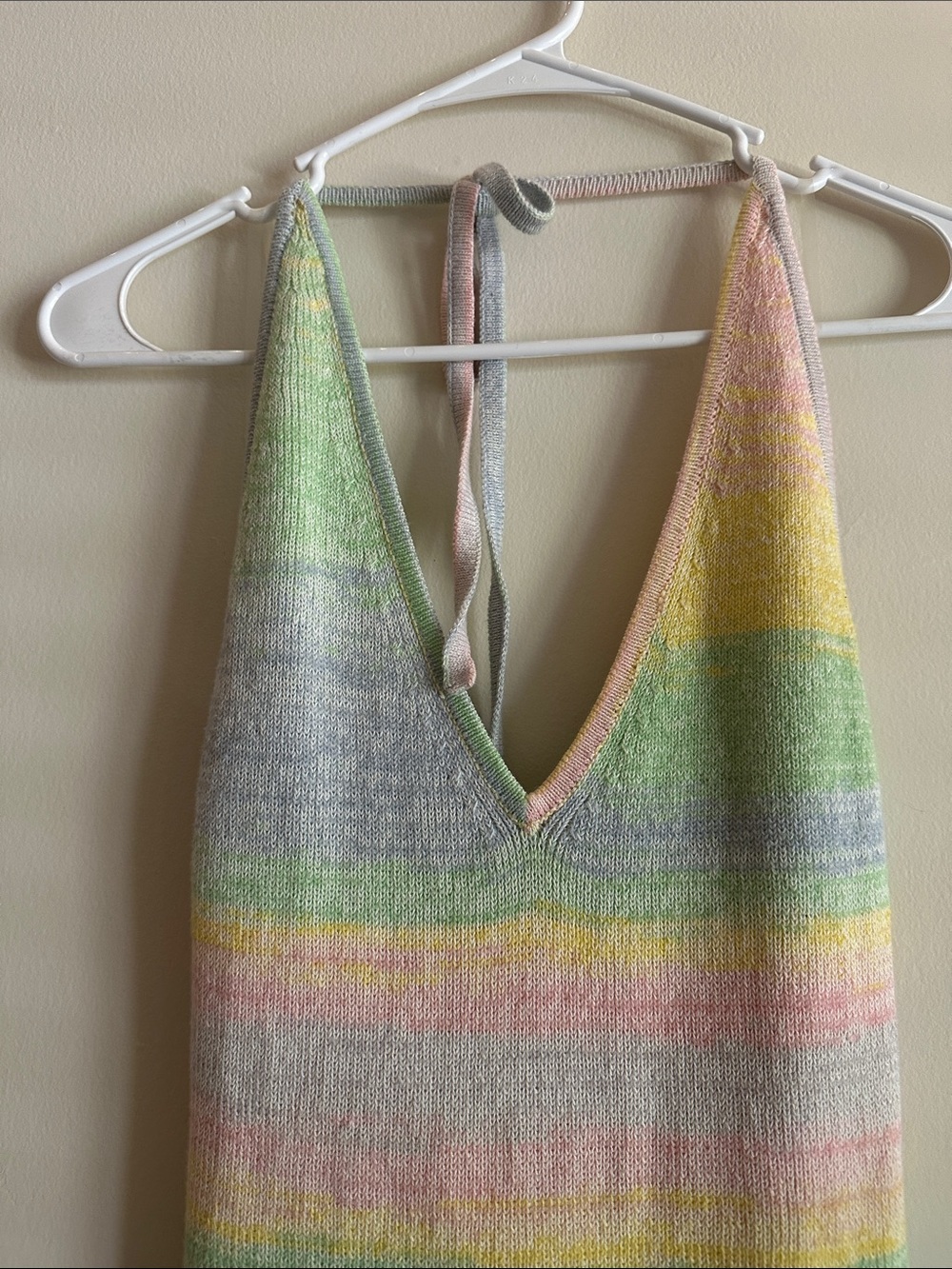 wild fable Pastel Striped V-Neck Knit Dress in Green, Pink, Yellow, Blue, Violet - Picture 7 of 9